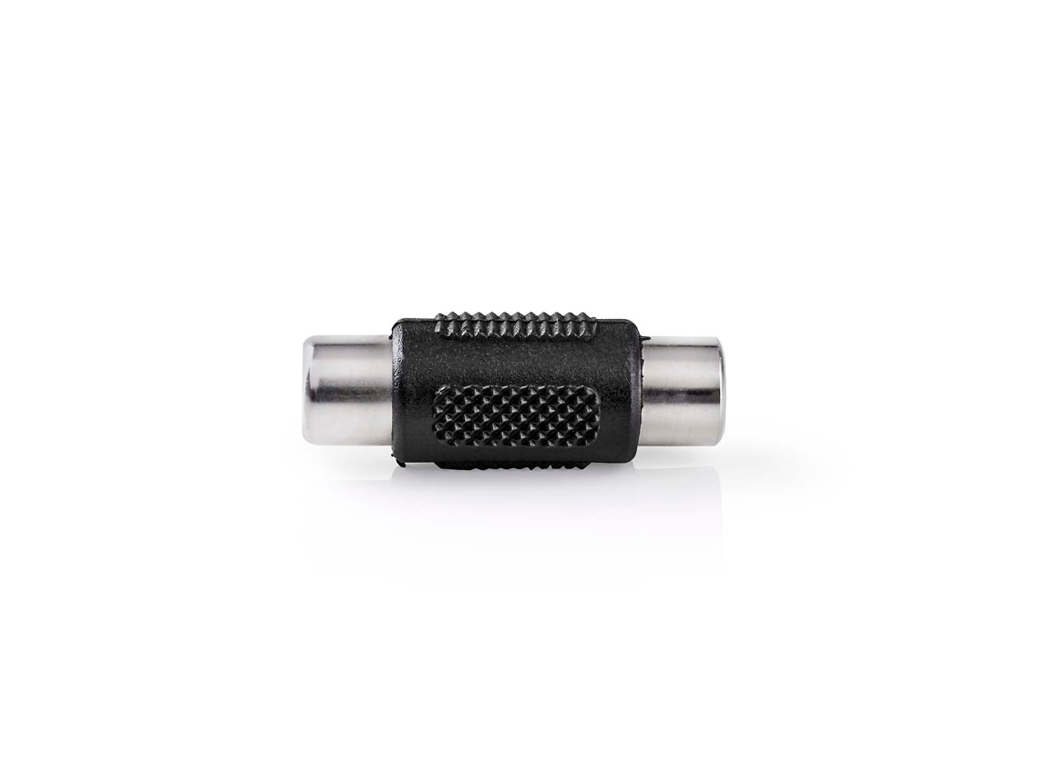Adaptador de Áudio Mono - Rca Fêmea Niquelado Reto Abs Preto 1 Unidade Caixa AQUAFORGE