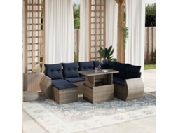 Vidaxl Conjunto De Sofá De Jardim Com 8 Peças E Almofadas Em Rattan Sintético Cinza