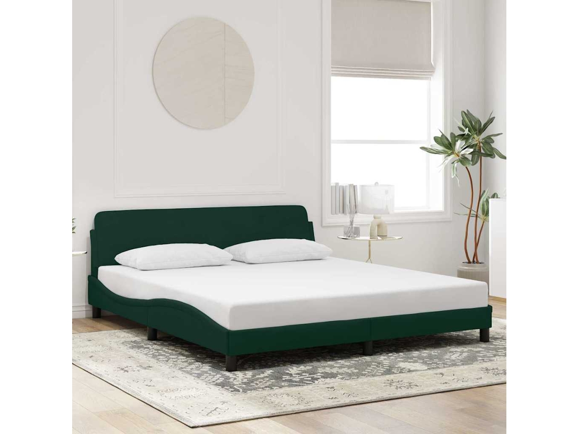 Vidaxl Estrutura De Cama Dover 180x200 Cm Veludo Verde-escuro