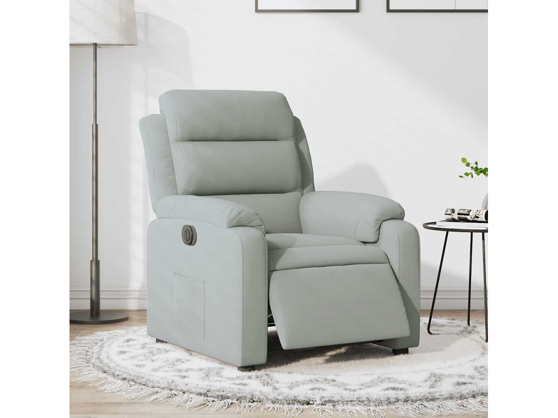 Vidaxl Poltrona Reclinável Elétrica Veludo Cinzento-claro