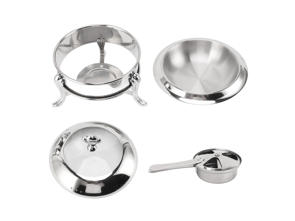 Primerox conjunto Chafing Dish Buffet Redondo Aço Inoxidável Aquecedor Portátil 20cm