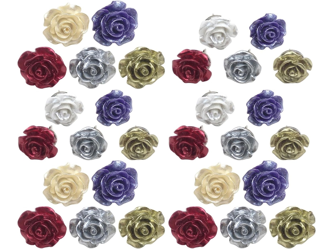Abaodam 30-tachinhas Decorativas Em Formato De Rosa, Resina E Aço, Para Quadros De Cortiça, Ideais Para Escritórios E