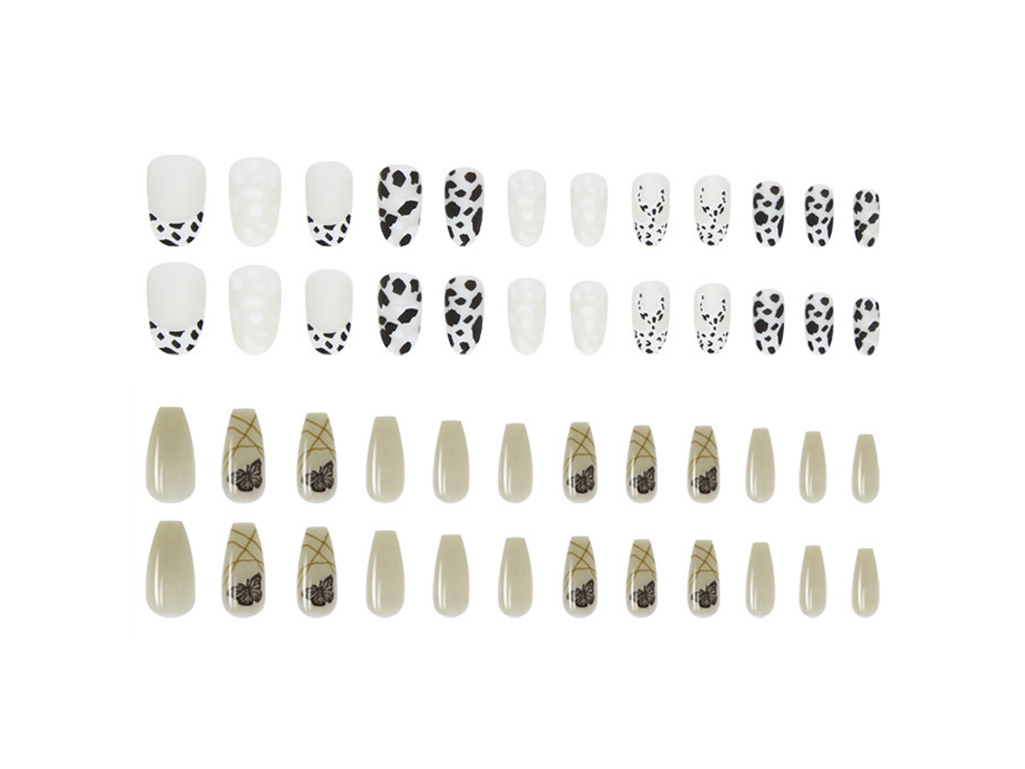 Dois Conjuntos de Adesivos de Unhas Médios e Longos em Estilo Francês Ferramentas para Unhas Decorativas Como Brinde NEVEANCE