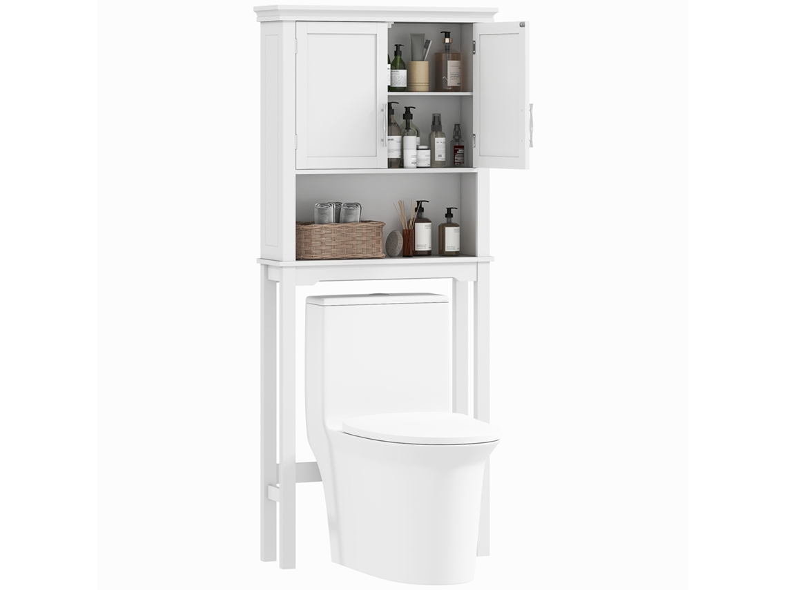 Móvel para WC sobre vaso, com armário de porta dupla, prateleira ajustável, 71x20,5x165cm, branco BTFORUS