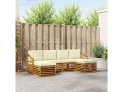 Vidaxl Conjunto De Sofás Para Exterior 6 Unid. Natural E Creme