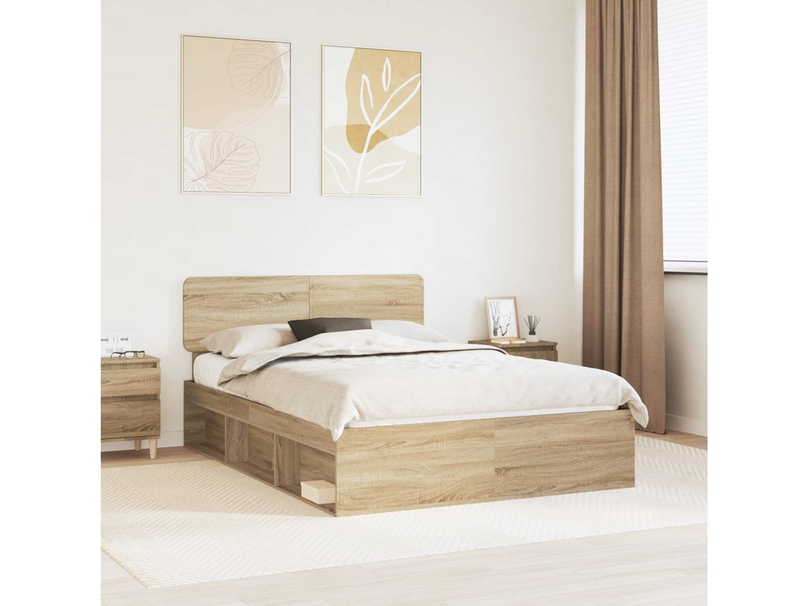 Vidaxl Estrutura Da Cama Com Cabeceira Sonoma 140 X 190 Cm