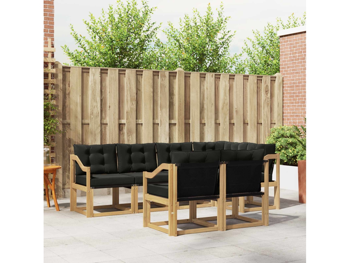 Vidaxl Conjunto De Sofás Para Exterior 7 Unid. Branco E Preto