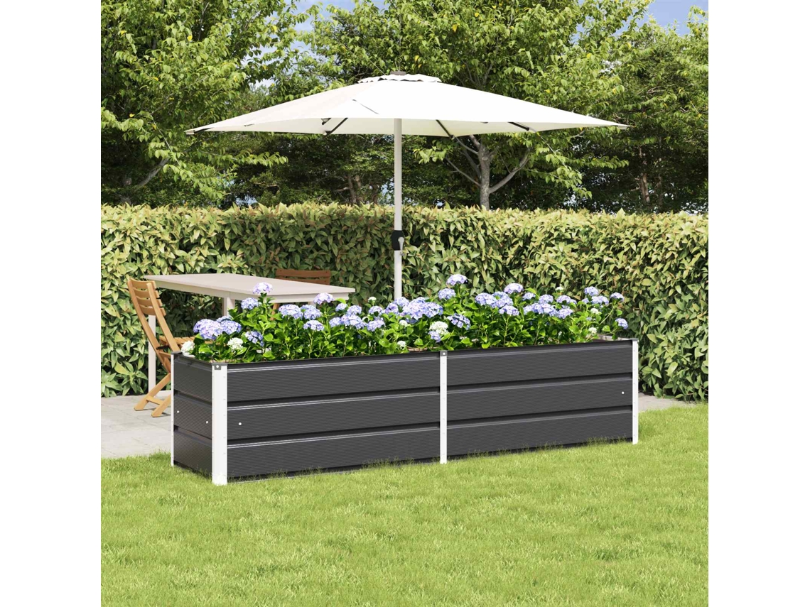Vidaxl Floreira Antracite 195 X 50 X 45 Cm Aço Galvanizado