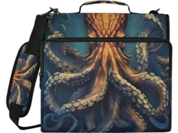 Organizador de massa impermeável Angry Marine Life com 3 argolas e zíper para carteira escolar