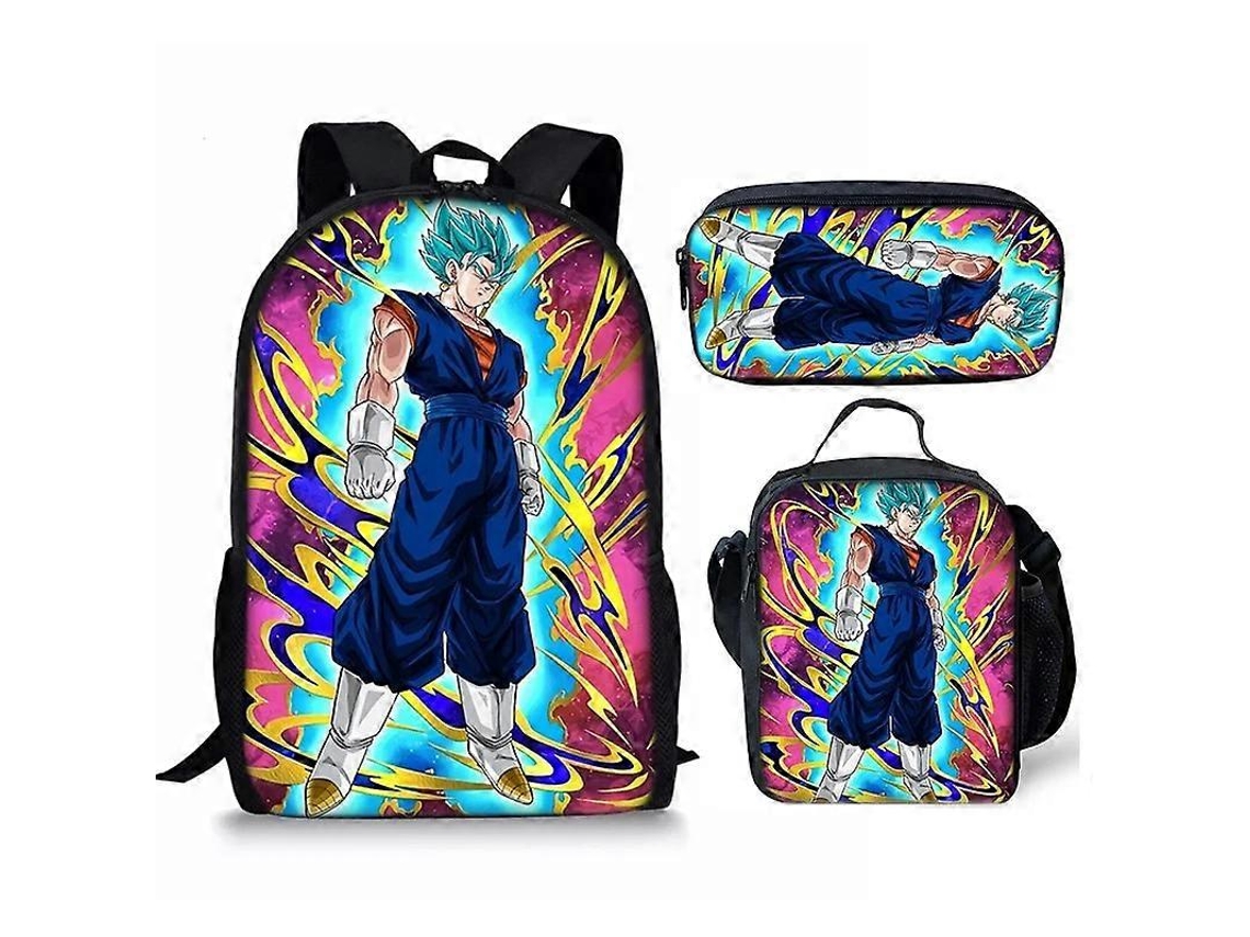 Conjunto de 3 peças com estampa de Dragon Ball: mochila, lancheira, estojo e mochila, presente para crianças (Aquaforge 2023)