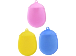 Conjunto De 3 Escovas Silicone Para Banho, Para Meninos E Meninas, Nas Cores Amarelo, Azul E Rosa Escova Macia Para