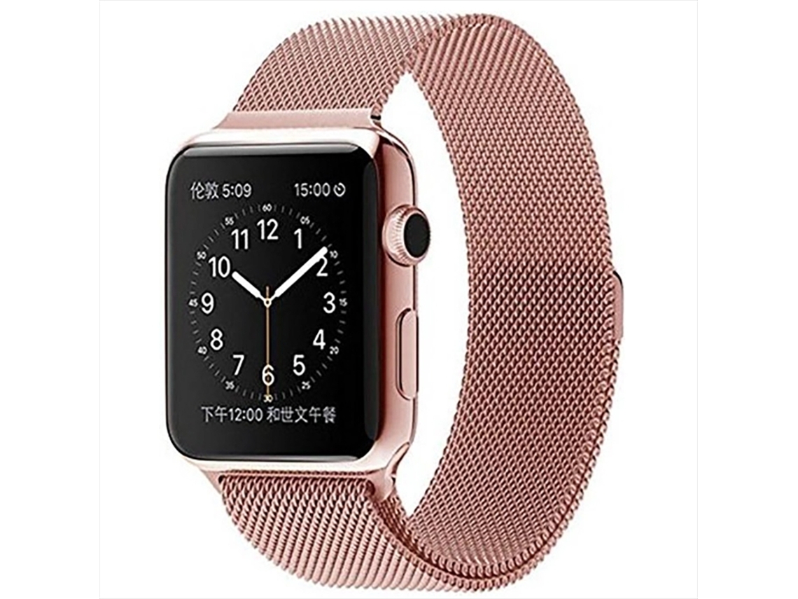 Pulseira Milanese Loop Magnética HALINUI para Apple Watch S10/7/8/9 41/40/38 Mm Rosa
