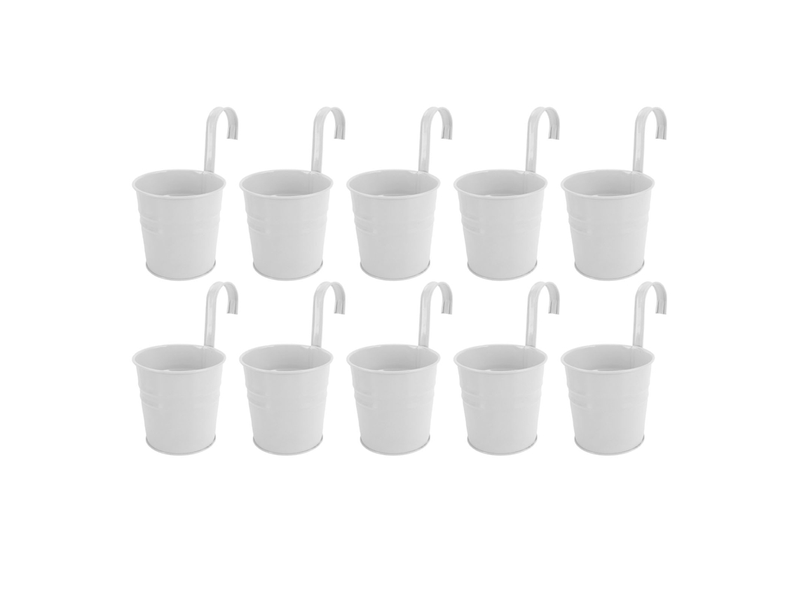 10pcs Vasos De Flores Pendurados Com Ganchos Removíveis Para Plantas Internas E Externas Baldes De Metal Cerca De Parede Decoração Para Casa Branco