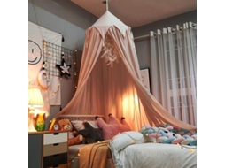 Choyclit Cama Infantil Com Dossel Cama De Bebê Tenda Domo Com Guirlanda De Estrelas Decoração De Quarto Infantil Rosa Ehstmind