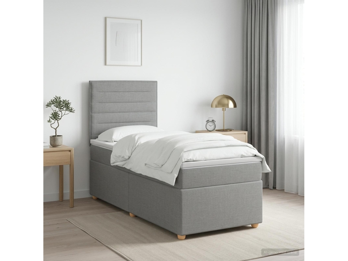 Vidaxl Cama Box Spring Com Colchão Cinzento-claro 80 X 200 Cm Tecido
