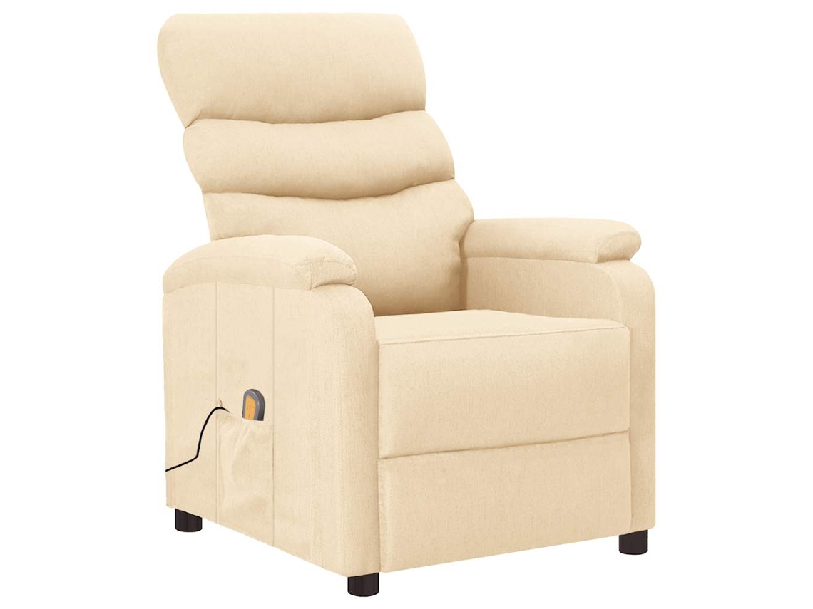 Vidaxl Poltrona De Massagens Tecido Cor Creme