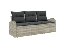 Conjunto 3 Conjunto De Sofás Para Exterior Vidaxl Cinzento-claro Vime Pe (124 X 61,5 X 69 Cm)