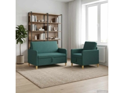 Vidaxl Conjunto De Sofá Com Armazenamento 2 Pcs Verde-escuro Poliéster