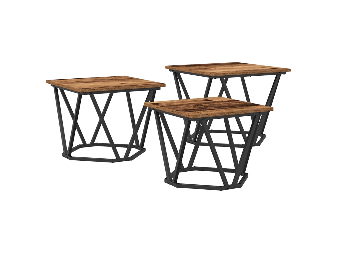 Conjunto 3 Mesa De Centro Vidaxl Castanho Derivados De Madeira (50 X 50 X 40 Cm)