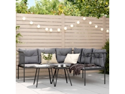 Vidaxl Conjunto De Sofás De Jardim C/ Almofadões Aço/textilene Preto