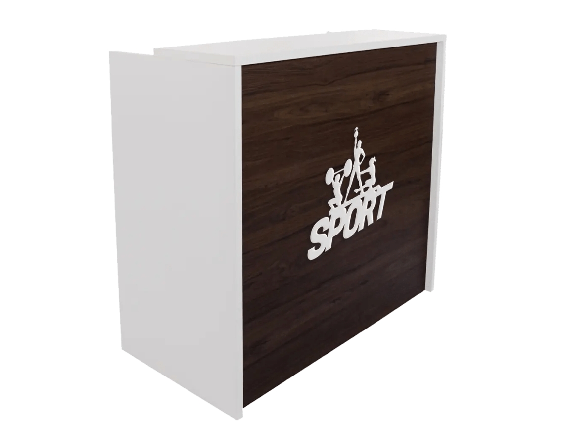 Balcão de recepção compacto para ginásios e centros desportivos de 80 cm. Noz. OFILIKE