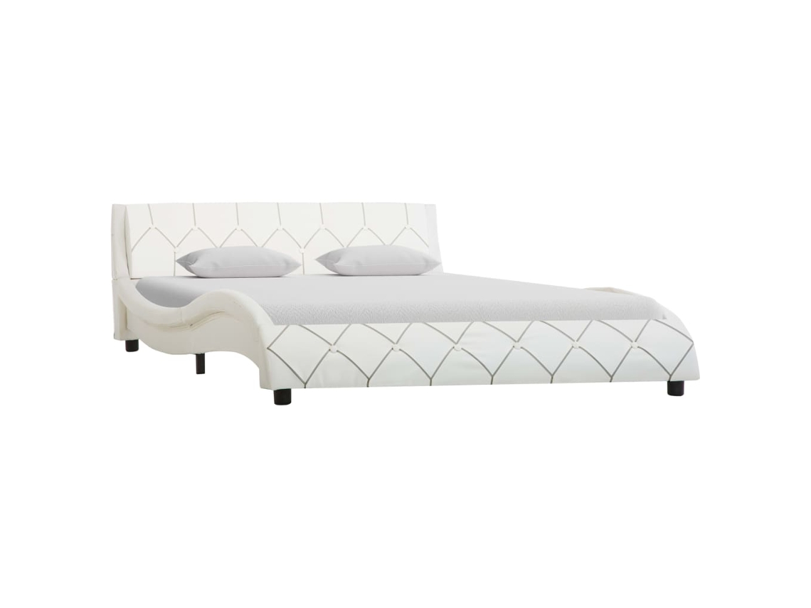 Estrutura De Cama 140x200 Cm Couro Artificial Branco