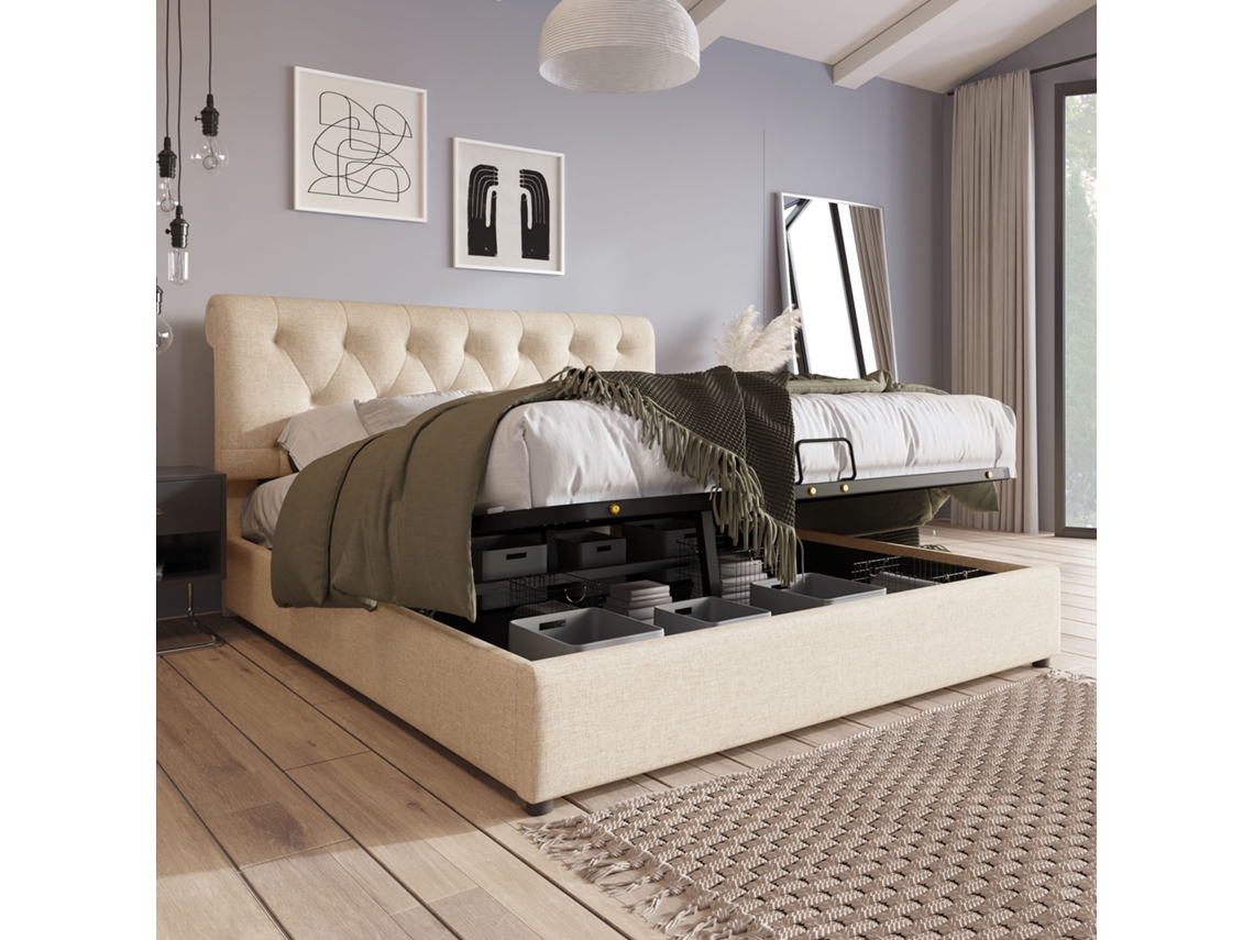 Cama 160x200 Hidráulica Com Arrumação Natural