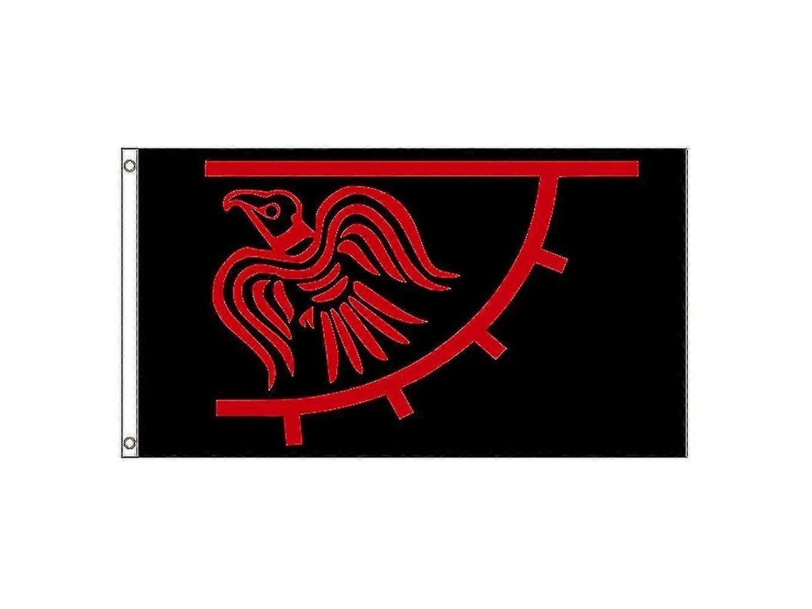 Bandeira Viking Raven Vermelha E Preta 3x5fts 90x150cm Decoração Têxto Super-tex Poliéster 60 X 90 Cm