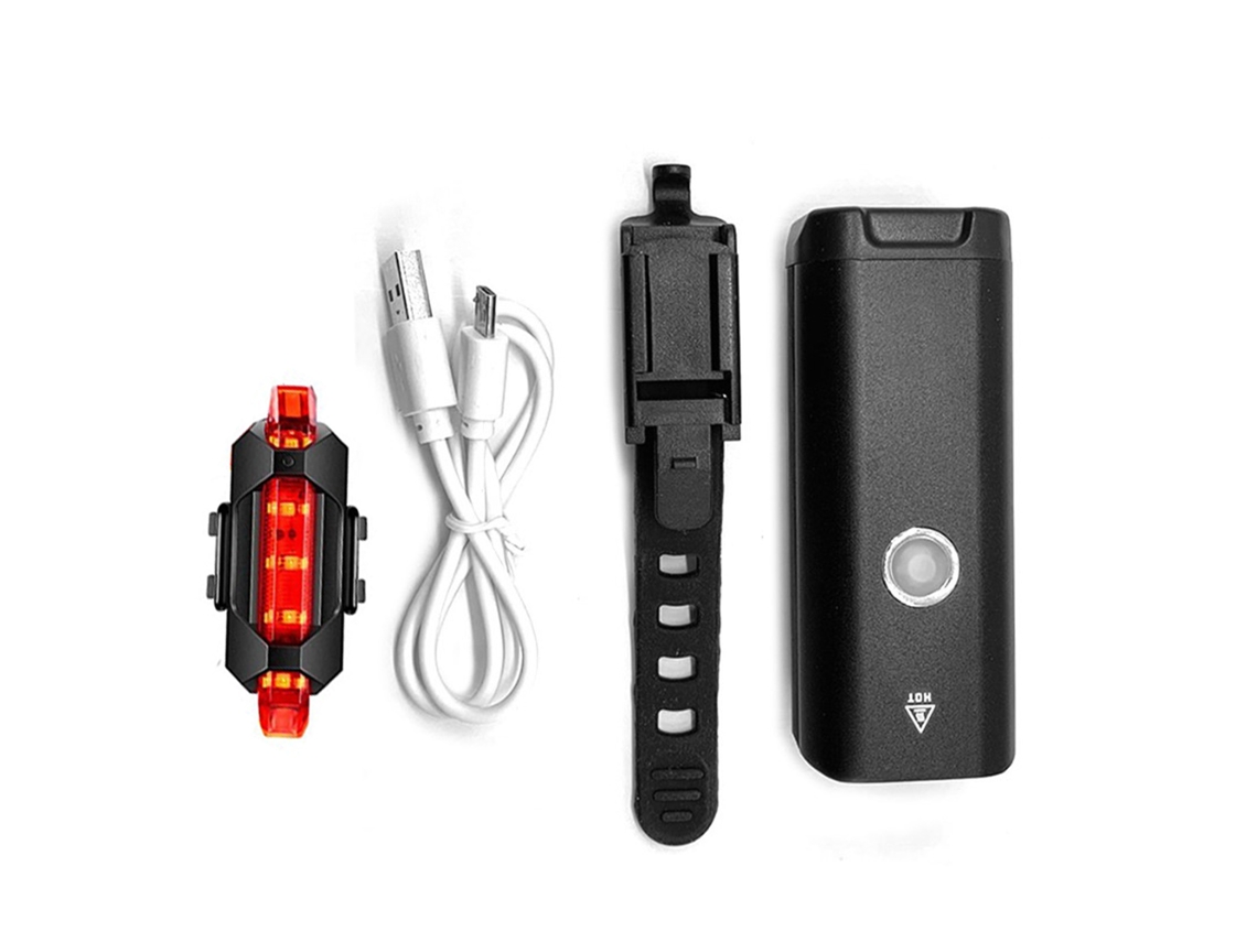 Farol de Bicicleta S/MARCA de Alumínio USB com Luz Vermelha para Mountain Bike