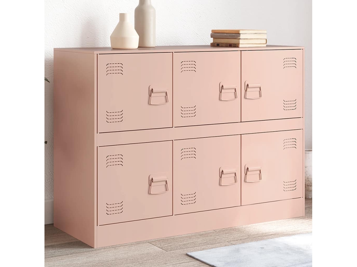 Vidaxl Aparador 99x39x73 Cm Aço Rosa