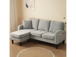 Sofá L 3 Lugares Moderno Chaise Arrumação Almofadas VOLTEDGE