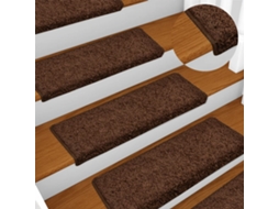 Vidaxl Tapetes De Escada 15 Peças 65x21x4 Cm Marrom Com Borda Retangular