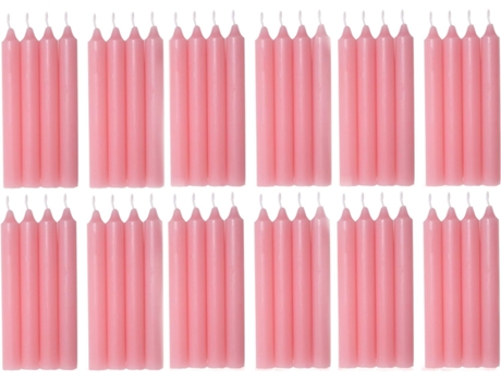 Vela de Mesa Rosa Pack de 48 Unidades Velas Decorativas Sem Perfume Velas para Sua Casa COM-FORT HOUSE