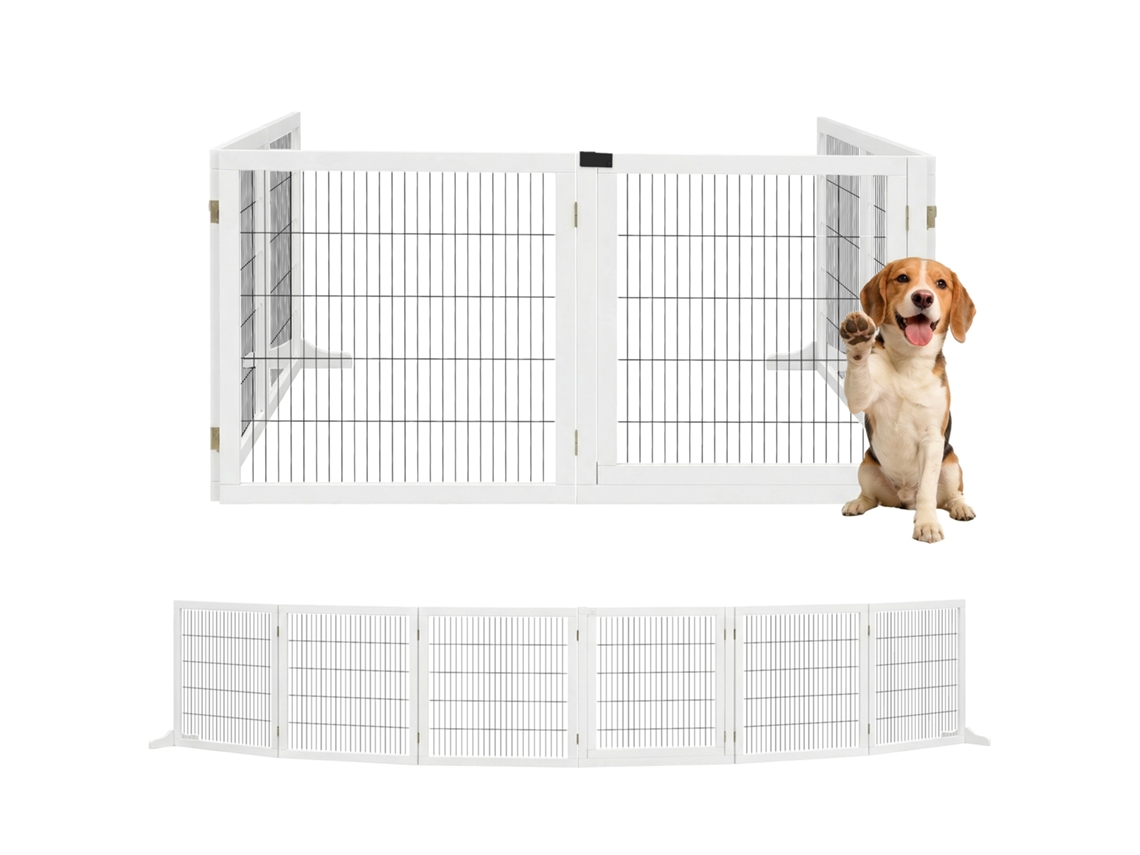 Barreira de Segurança de Madeira Dobrável para Escadas e Portas 432x36x70 Cm Branco S/MARCA