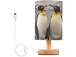 Abajur De Cabeceira King 4-penguin Para Quarto, Luminária De Cabeceira Led, Luminária De Leitura Com Cúpula Tecido, Base