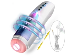 Copo Masturbador Masculino De Silicone Com Rotao Telescpica Automtica (branco)