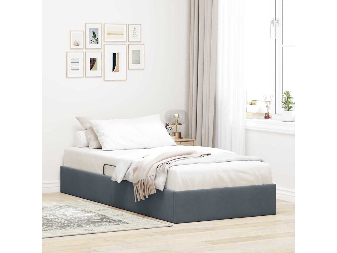 Vidaxl Cama Com Armazenamento Cinzento-escuro 100 X 190 Cm Veludo