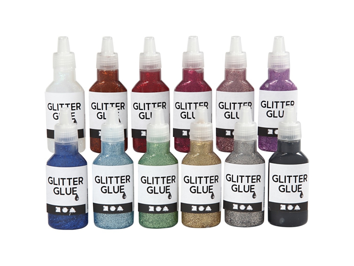 Conjunto De Cola Com Glitter Para Artesanato Da Creativ Company, 12 Unidades De 25 Ml