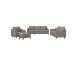 Maison Exclusive - 4 Pcs Conjunto De Sofás Com Almofadões Tecido Cinza-acastanhado