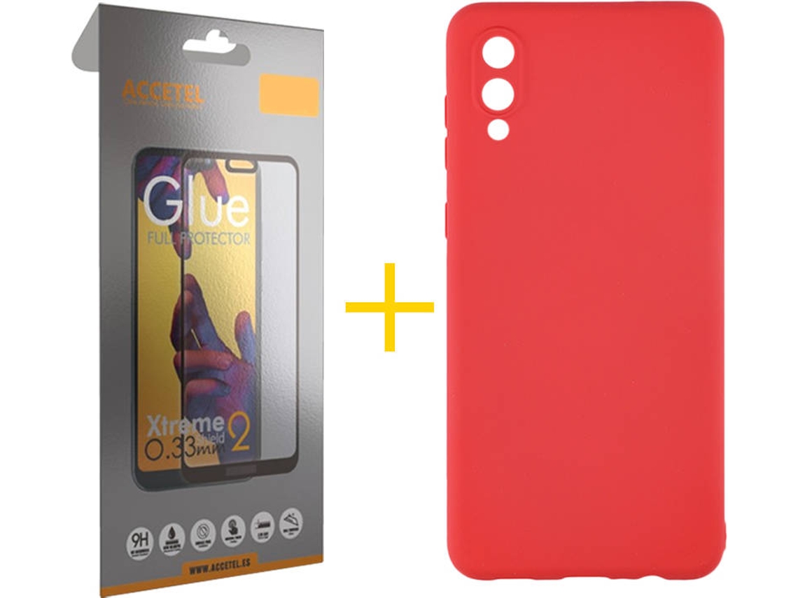 Capa e Película Samsung A02 ACCETEL 2313 Vermelho