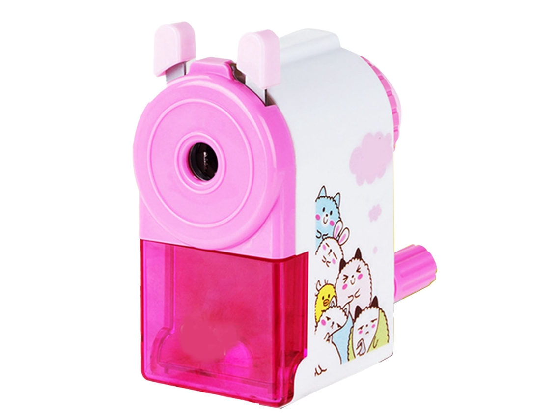 Sacapuntas Giratorio Manual Cute Portátil Eficiente para Estudiantes de Manivela Rojo