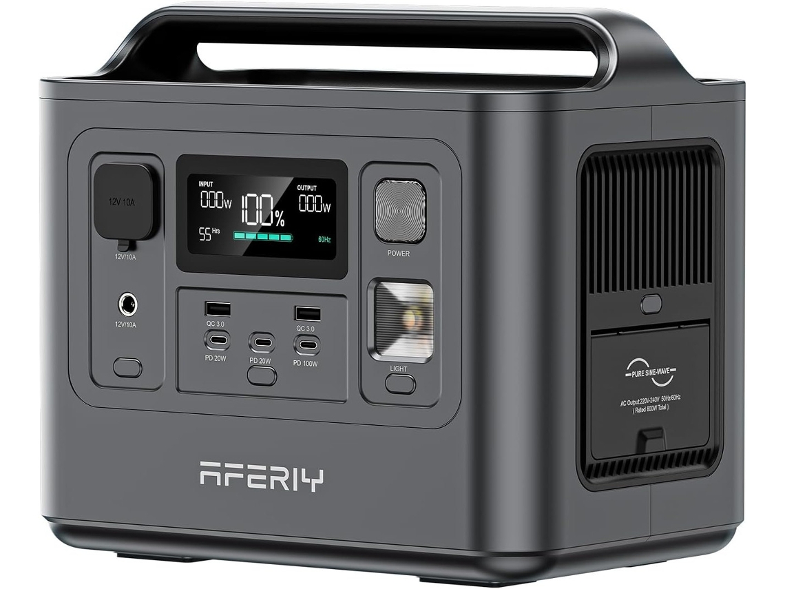 Estação De Energia Portátil Aferiy 800 W 512 Wh Lifepo4 Carga Rápida Ups