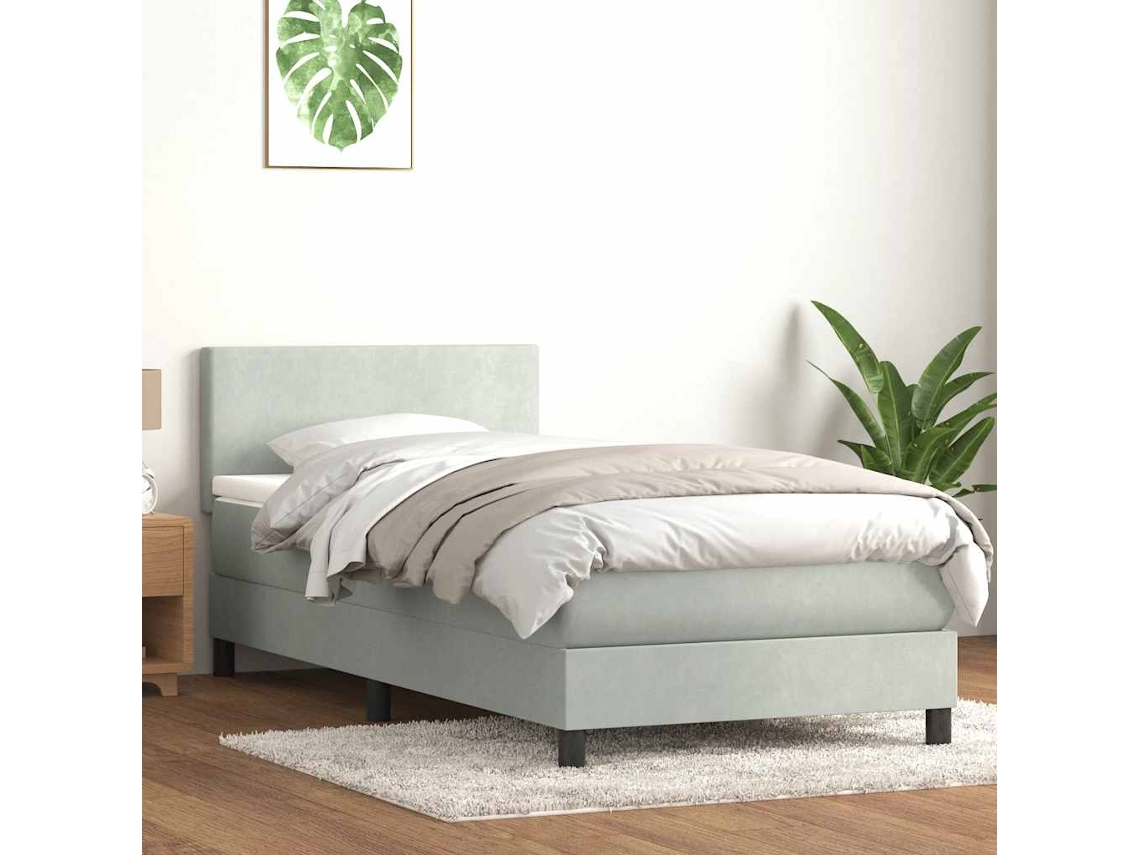 Vidaxl Cama Com Molas/colchão Cinzento-claro 80x210 Cm Veludo
