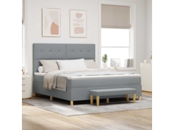 Vidaxl Cama Box Com Cabeceira Cinzento-claro 200 X 180 Cm Tecido
