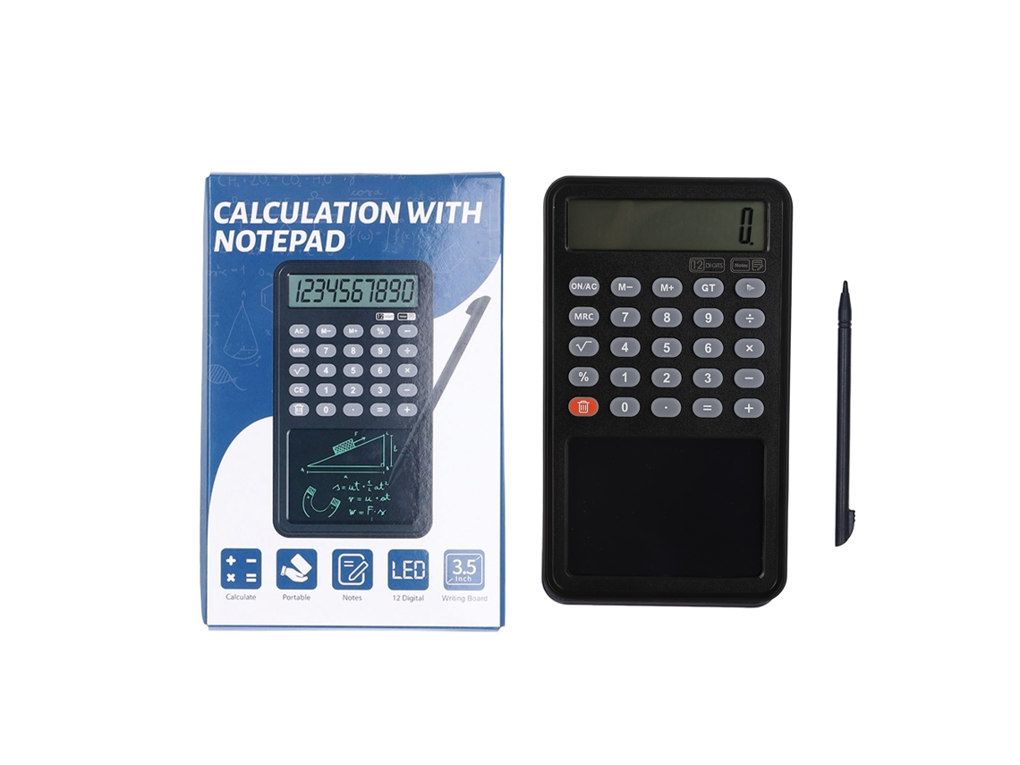 Ats calculadora com Display Lcd de 12 Dígitos Portátil Reutilizável para Escritório, Escola e Estudante