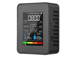 Medidor De Qualidade Do Ar 5 Em 1, Detector De Co2 Recarregável Por Usb, Preto Slowmoose