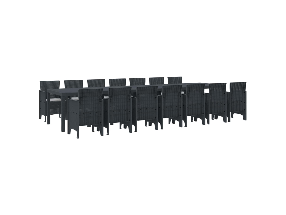 Vidaxl Conjunto De Jantar Para Jardim Com Almofadas 15 Unid. Antracite