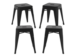 Pack 4 Bancos Torix Pequenos 45 Cm - Preto Mate