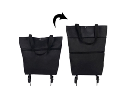 2026-carrito De Compra Plegable 2 En 1 Con Ruedas Y Bolsa Reutilizable Grande Tela Oxford 600d Negro