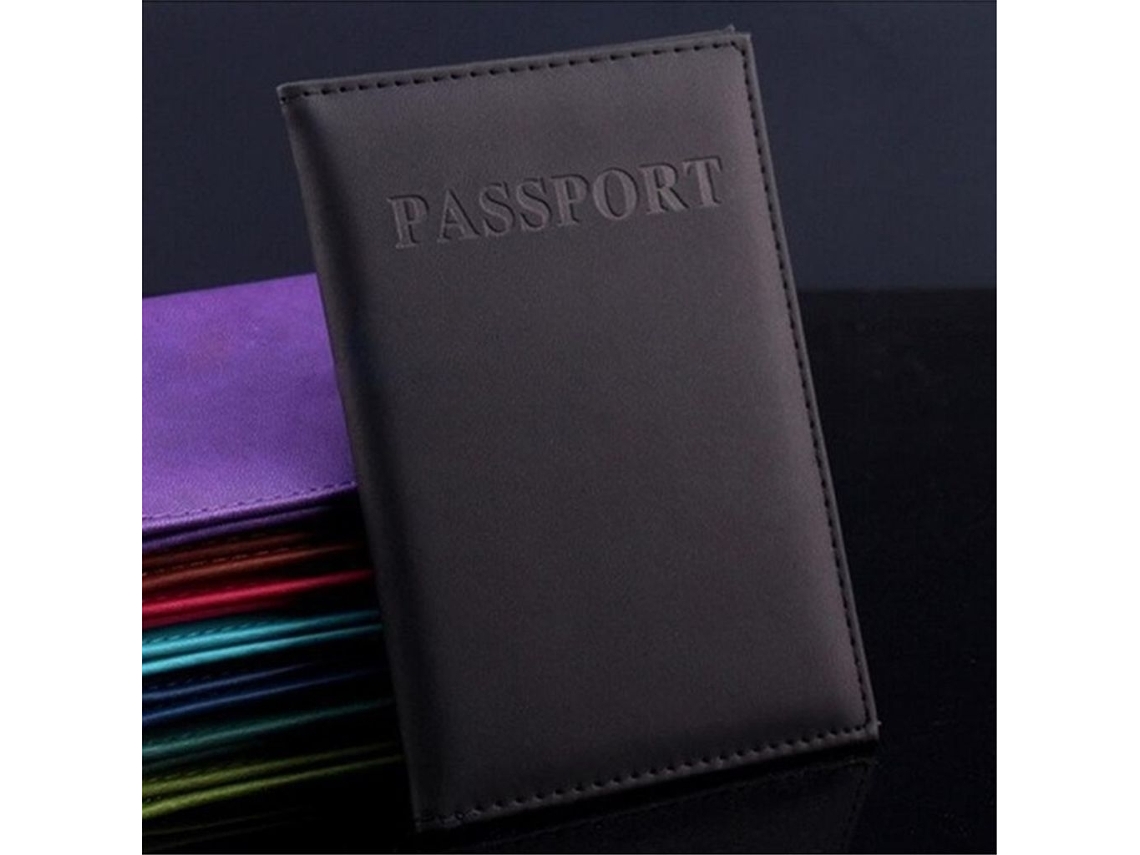 Porta-passaporte Em Couro Sintético, Preto